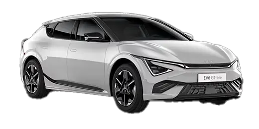 Kia EV6 GT Line Business Edition i silver hos Bylunds Bil Karlshamn – elegant elbil med Plug & Charge och komfort i absolut toppklass.